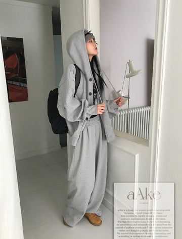 BUTTON OVERSIZED HOODIE ZIP-UP